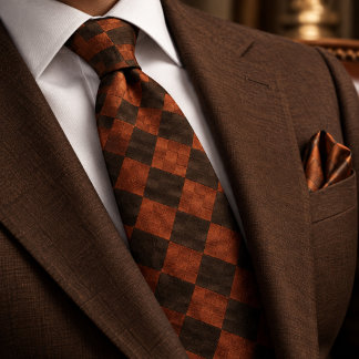 Corbata Terracota Marrón Tejido Argyle