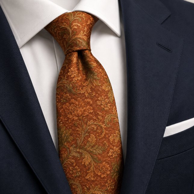 Corbata Terracota Rojo Barroco Floral (Subido por el creador)