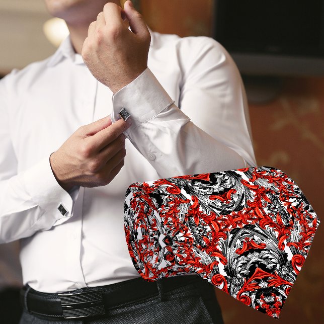 CORBATA TERRACOTTA BLANCO NEGRO ITALIANO IMPRESIÓN BARROCA (Subido por el creador)