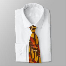 Corbata Terracotta Rust Otumt Patrón Hoja Cuello
