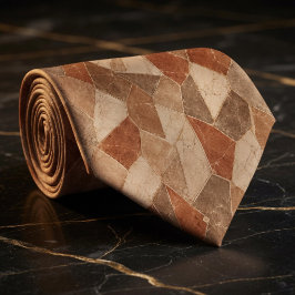 Corbata Terracotta Rústica y Mármol de Arenisca Geométrico