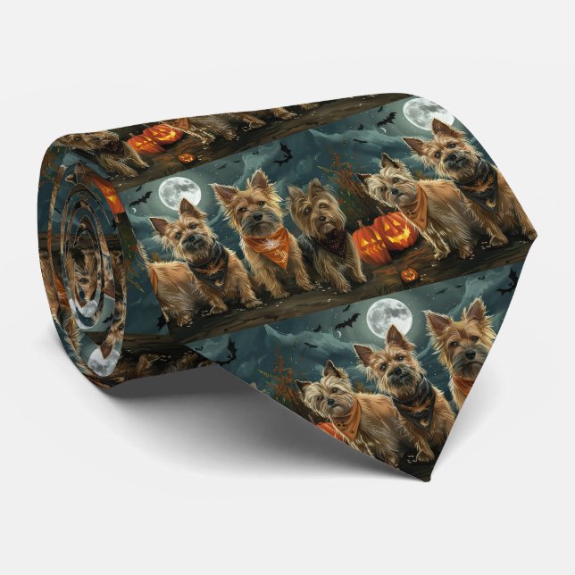 Corbata Terrier Australiano Halloween Espeluznante (Enrollado)