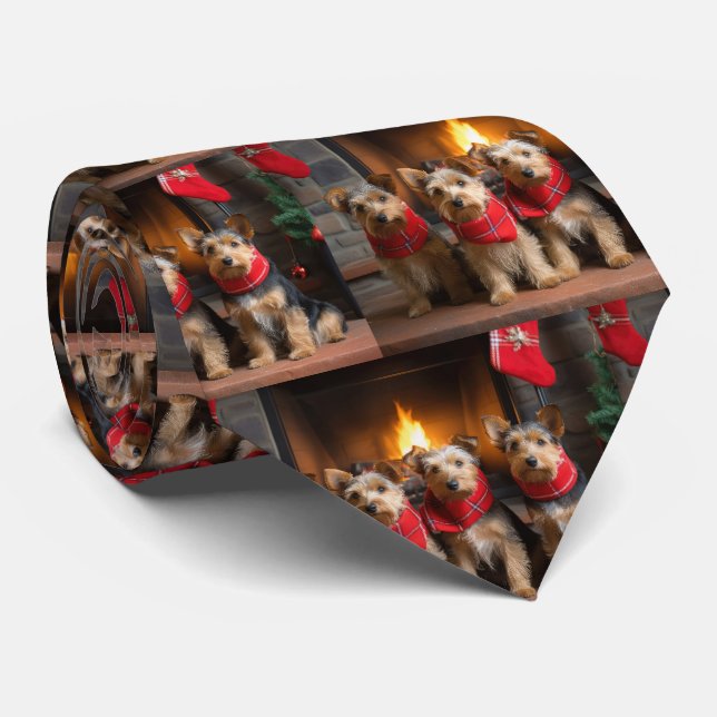 Corbata Terrier australiano junto a los Navidades de la ch (Enrollado)