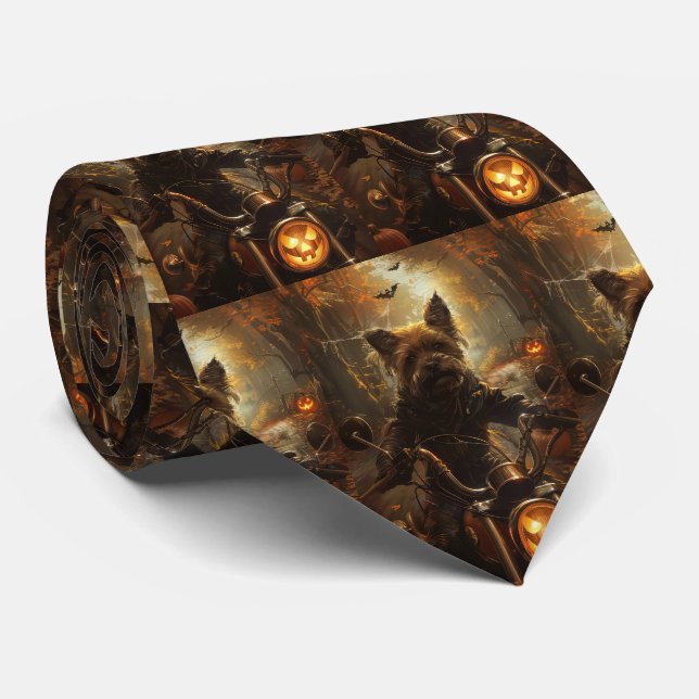 Corbata Terrier Australiano Montando Motocicleta Halloween (Enrollado)