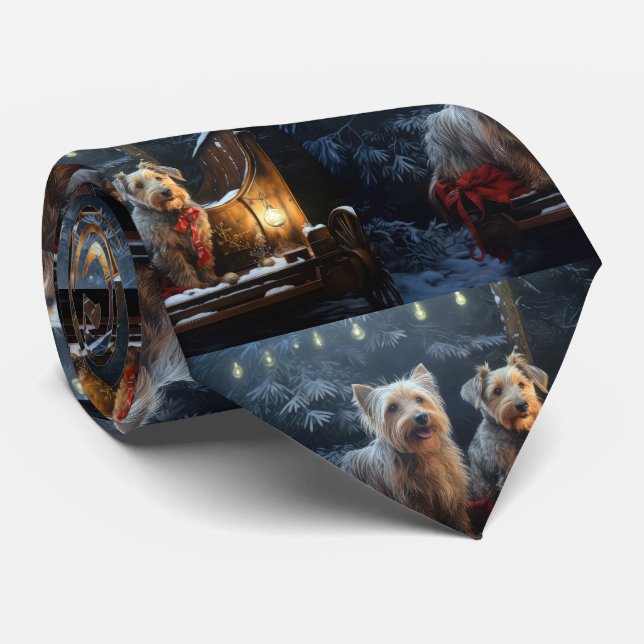 Corbata Terrier Australiano Snowy Sleigh Decoración de Nav (Enrollado)