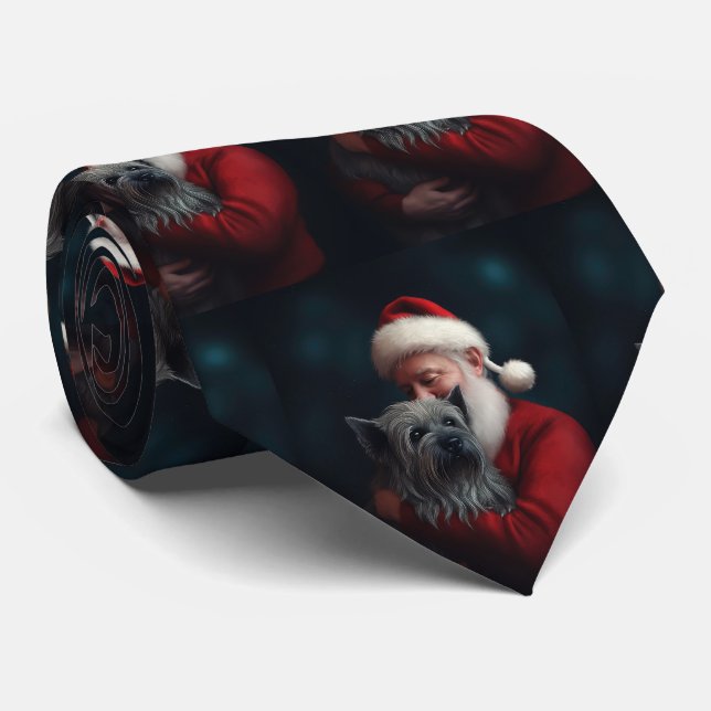 Corbata Terrier Skye Con Santa Claus Festivo Navidad (Enrollado)