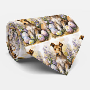 Corbata Terrier Wirefox Perro Con Huevos De Pascua Fiesta