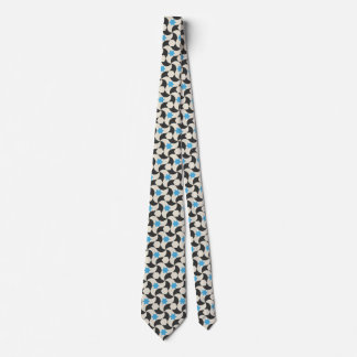 Corbata Teselado Clásico Arabesco Estrella Geométrica Azul