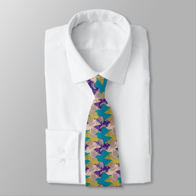 Corbata Teselaje del patrón de pájaros Dove 3 NT (Atado)
