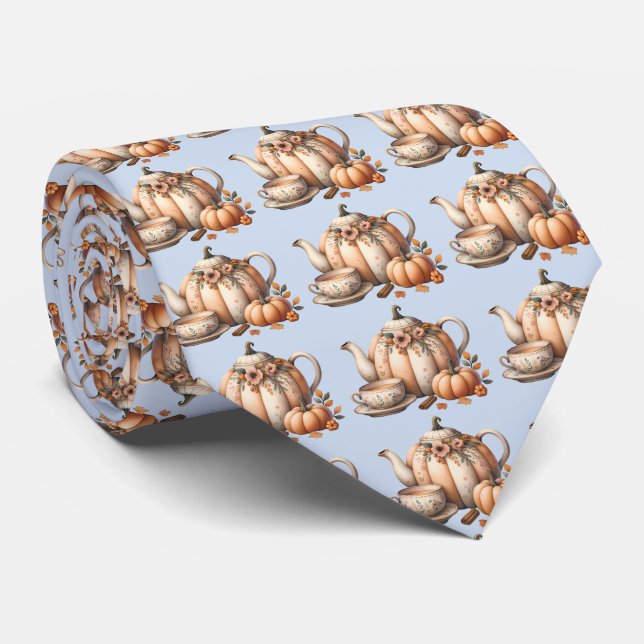 Corbata Tetera de calabaza con ilustración de flores de ot (Enrollado)
