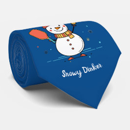 Corbata Texto personalizado Pickleball Snowman Cheer
