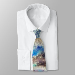 Corbata Textura azul y marrón manchada en una madera rugos