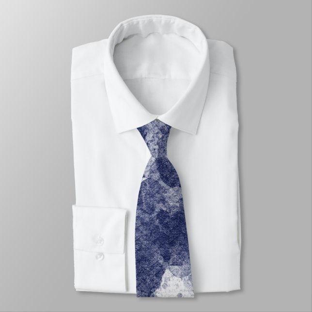 Corbata Textura de acuarela azul marino profundo (Atado)