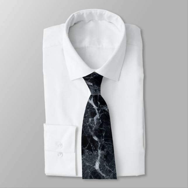 Corbata Textura de mármol negro (Atado)