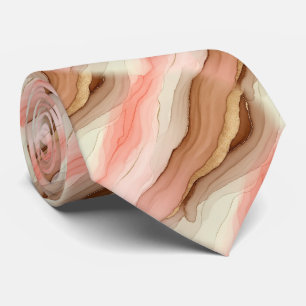 Corbata Textura de mármol orgánico con tierra quemada y or