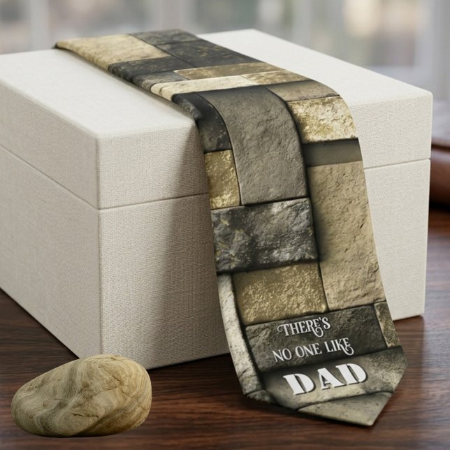 Corbata Textura de pared de piedra geométrica - Nadie como (Tie featuring a stone masonry texture in earthy tones of slate, sandstone, and granite. Father's Day)