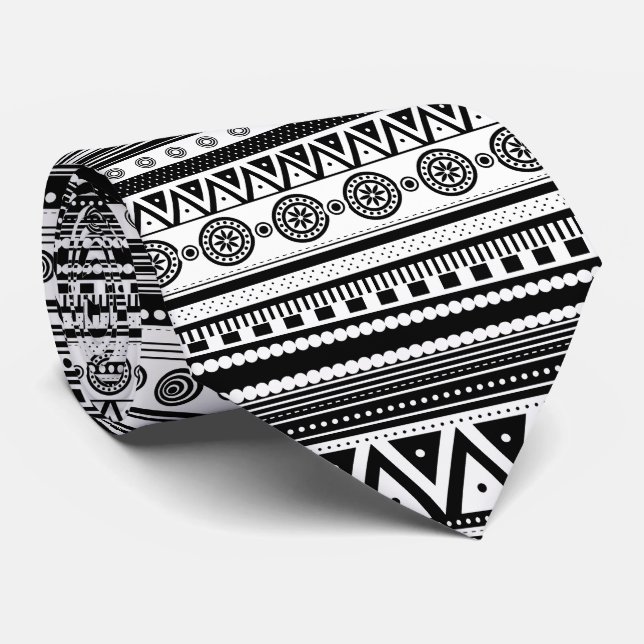 Corbata textura decorativa azteca BN (Enrollado)