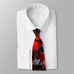 Corbata Textura en hojas rojas ostentosamente estropeadas 