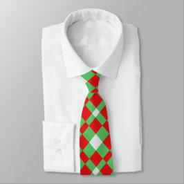 Corbata Textura geométrica de tela blanca y verde roja