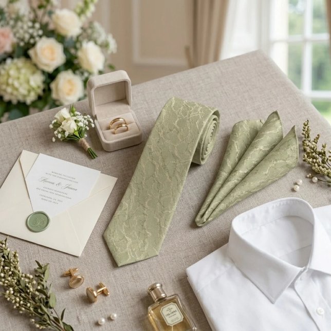 Corbata Textura jaspeada en verde salvia (Subido por el creador)