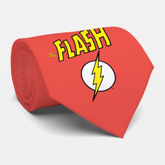 Corbata The Flash Name & Lightning Bolt Logo (Enrollado)