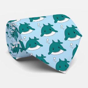 Corbata Tiburones de Dibujos Animados Patrón Repetido