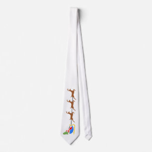 Corbata Tie blanco con Santa y ciervos