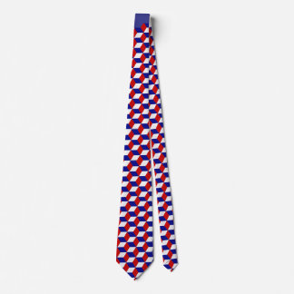 Corbata Tie (dbl) - Ilusión por bloques en rojo, blanco y 