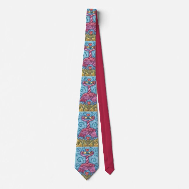 Corbata TIE de Amantes del Flamingo Rosa (Anverso)