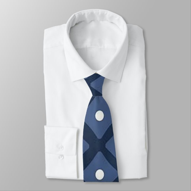 Corbata Tie de cuello azul con dos tonos blancos (Atado)