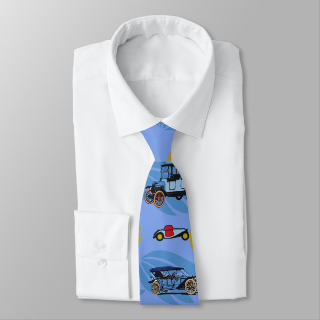 Corbata TIE de cuello lindo con diseño de autos antiguos (Atado)