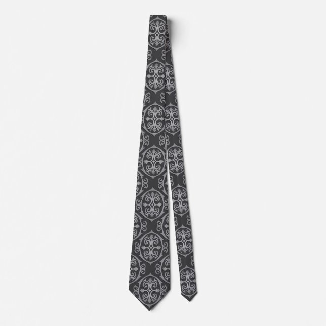 Corbata Tie de damasco negro para hombres (Anverso)
