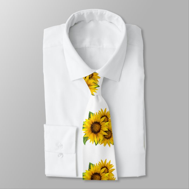 Corbata Tie de girasoles acuarelas (Atado)