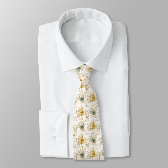 CORBATA TIE DE IMPRESIÓN ANIMAL BLANCA DE PELO (Atado)