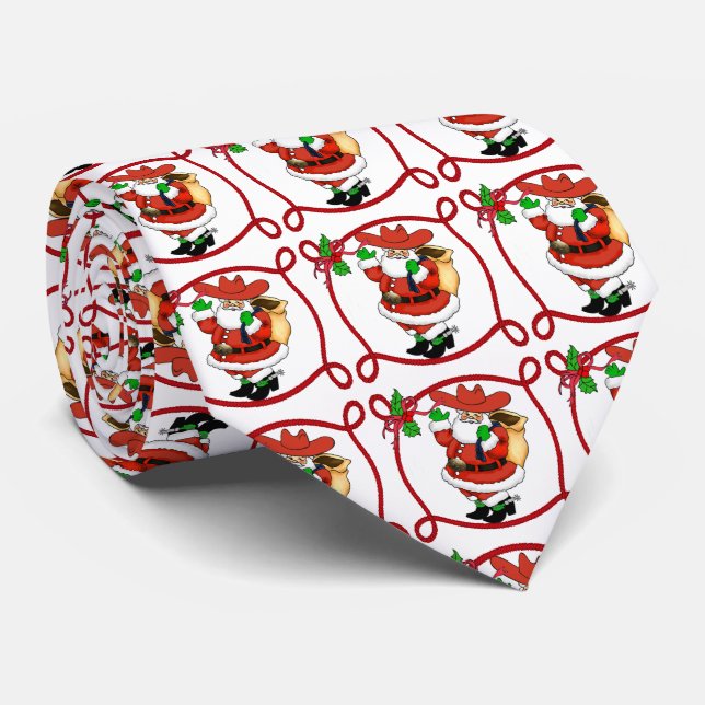 Corbata Tie de los Navidades de Cowboy Santa (Enrollado)