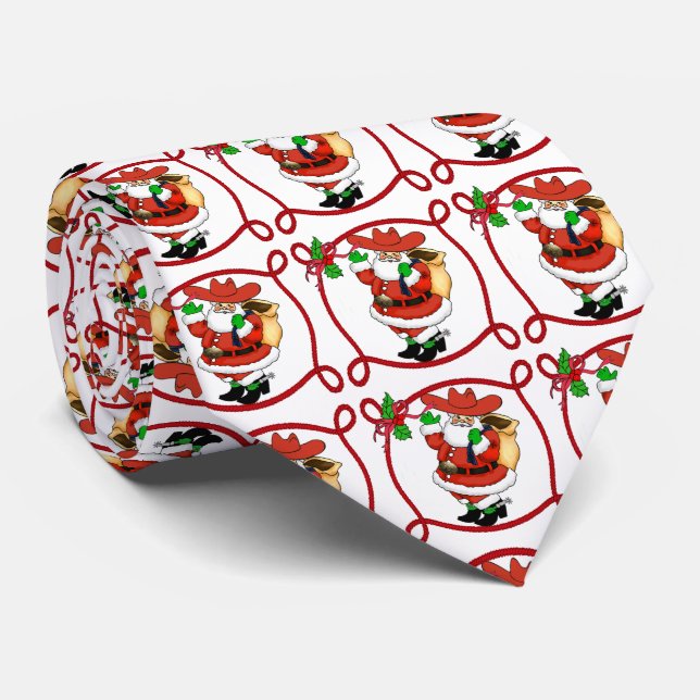 Corbata Tie de los Navidades de Cowboy Santa (Enrollado)