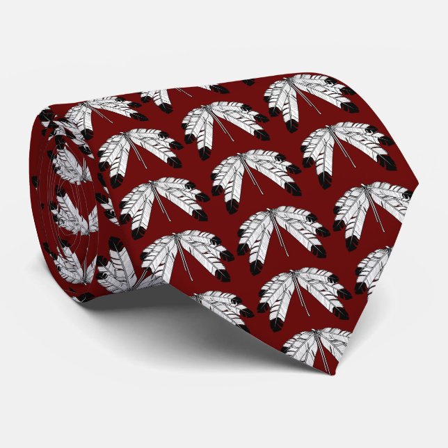 Corbata Tie de pluma de águila nativa de las primeras naci (Enrollado)