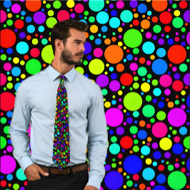 Corbata Tie de puntos de burbuja multicolor (negro)