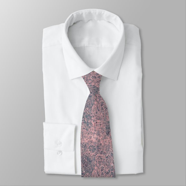 Corbata Tie Dye Gris Rosa Abstracta Webby (Atado)