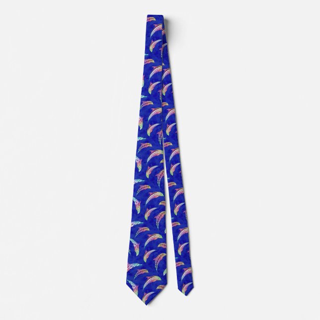 Corbata Tie Dye Marine Animals Dolphins Marlins (Anverso)