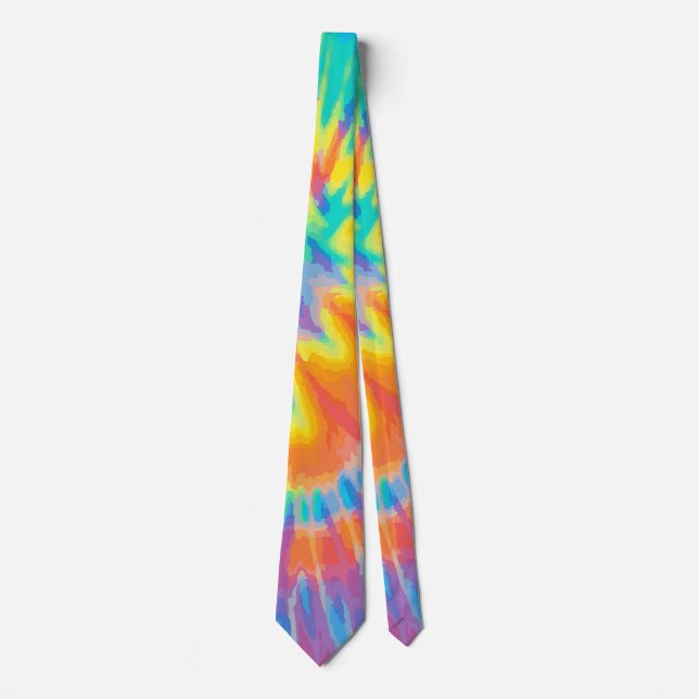 Corbata Tie Dye Naranja Amarillo Púrpura | Retro V (Anverso)