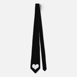 Corbata Tie negro con corazón blanco