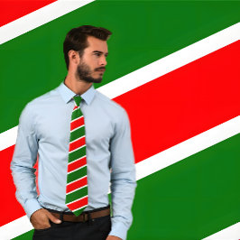 Corbata Tie rayado rojo, blanco y verde (colores navideños