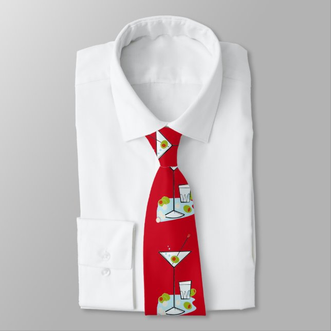 Corbata Tiempo de Fiesta de vidrio retro Martini (rojo) (Atado)