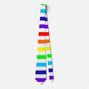 Corbata Tiempos arcoiris blancos (franjas horizontales)