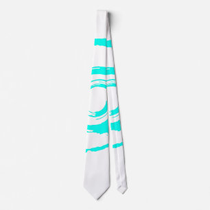 Corbata Tiempos blancos con un gran torrente cian