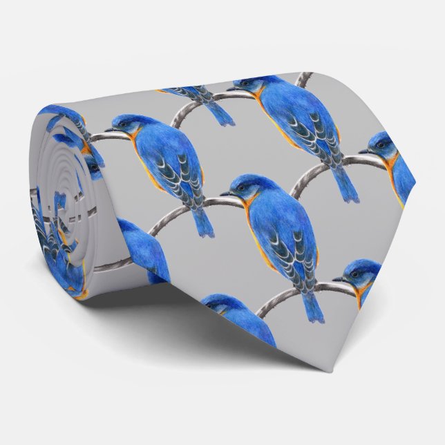 Corbata Tiempos de cuello de ave azul (Enrollado)