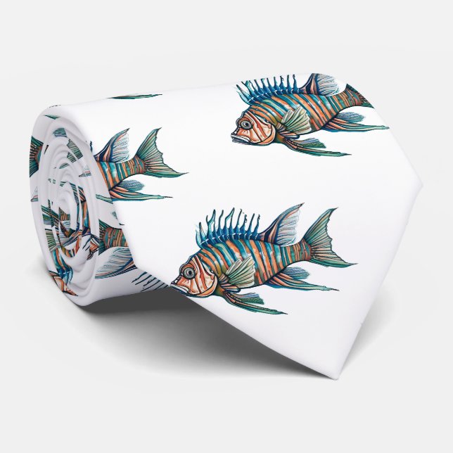 Corbata Tiempos de cuello - Serie acuarela: Lionfish (Enrollado)