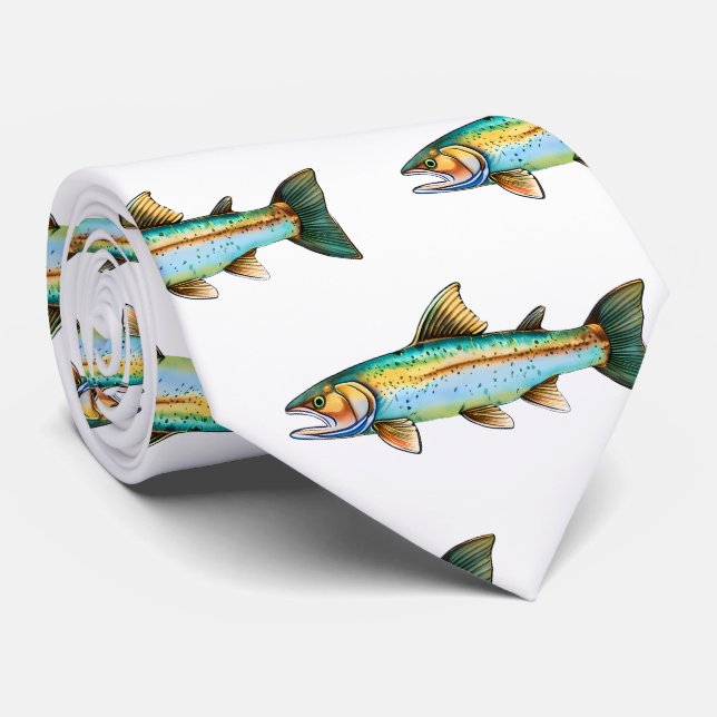 Corbata Tiempos de cuello - Serie acuarela: trucha/salmón (Enrollado)