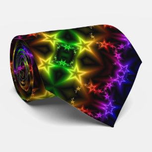 Corbata Tiempos negros con estrellas de color neón en una
